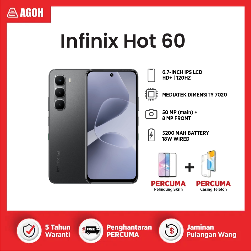 INFINIX HOT 60 BLACK Agoh - Malaysia Most Trusted Mobile Phone Shop
