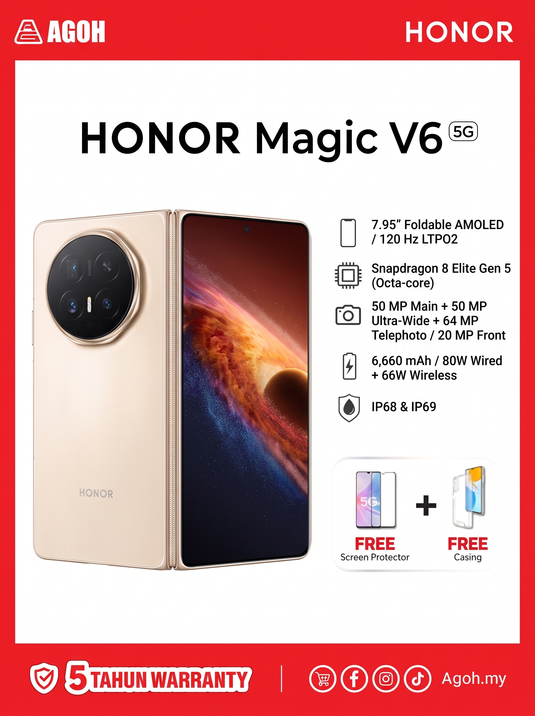 HONOR_Magic_V6_GOLD Agoh - Malaysia Most Trusted Mobile Phone Shop