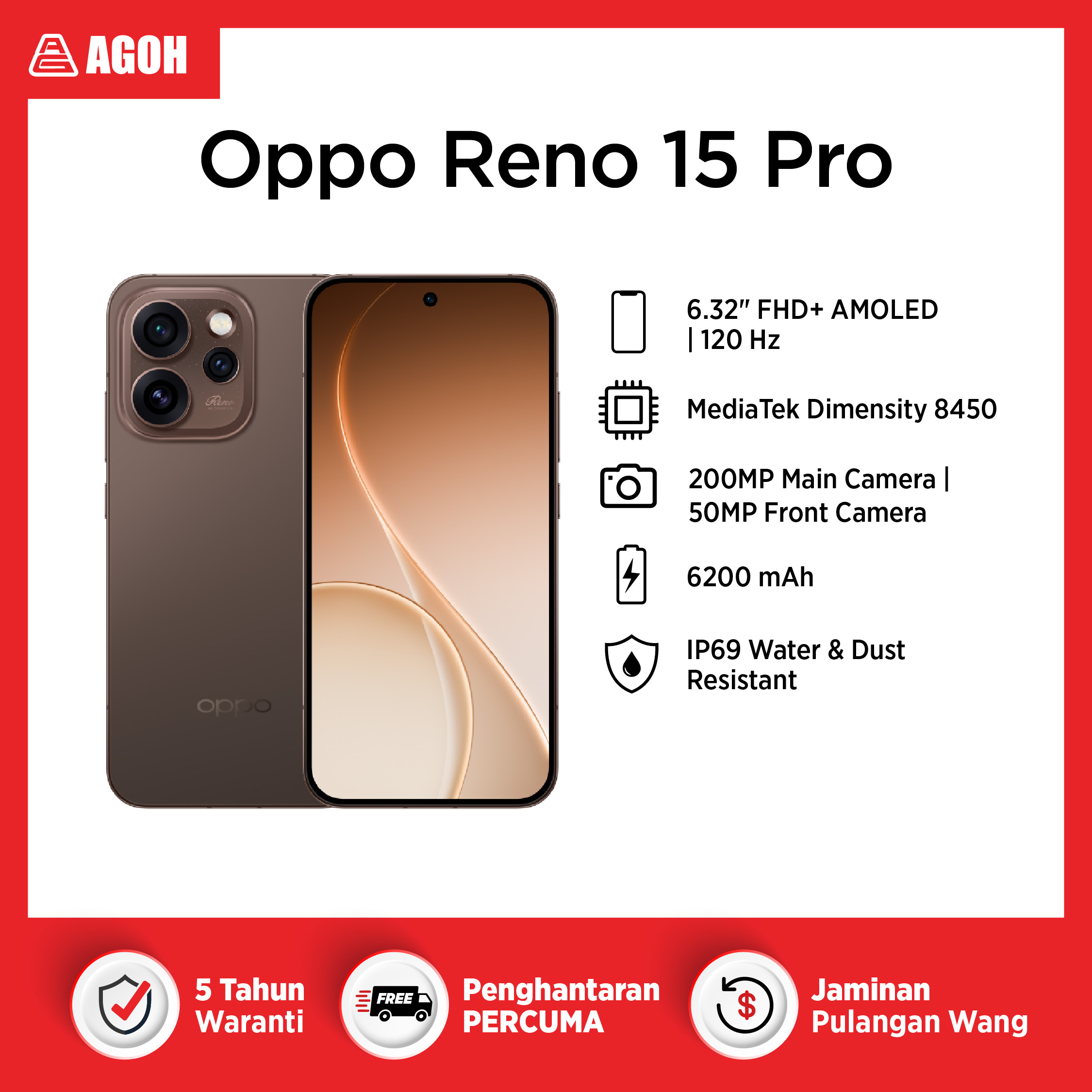 Oppo tiktok_reno 15 pro_brown.jpg Agoh - Malaysia Most Trusted Mobile Phone Shop